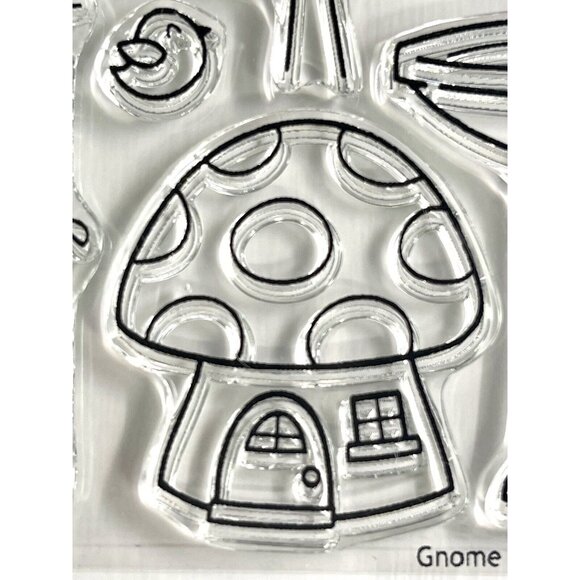 Lawn Fawn Gnome Sweet Gnome Photopolymer Stamp Mushroom Flamingo Bee Retired - Picture 2 of 6